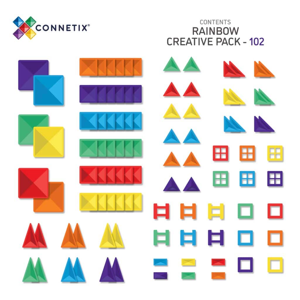 Connetix 102 daliu magnetinis konstruktorius - Rainbow creative pack Lavinamieji Zaislai full set