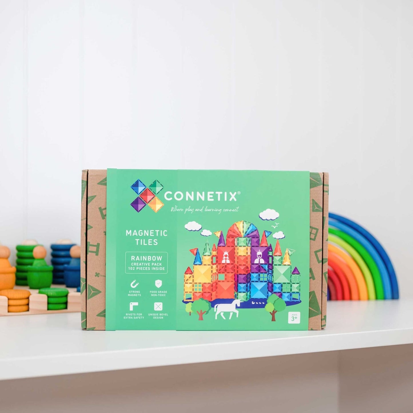 Connetix 102 daliu magnetinis konstruktorius - Rainbow creative pack Lavinamieji Zaislai in box