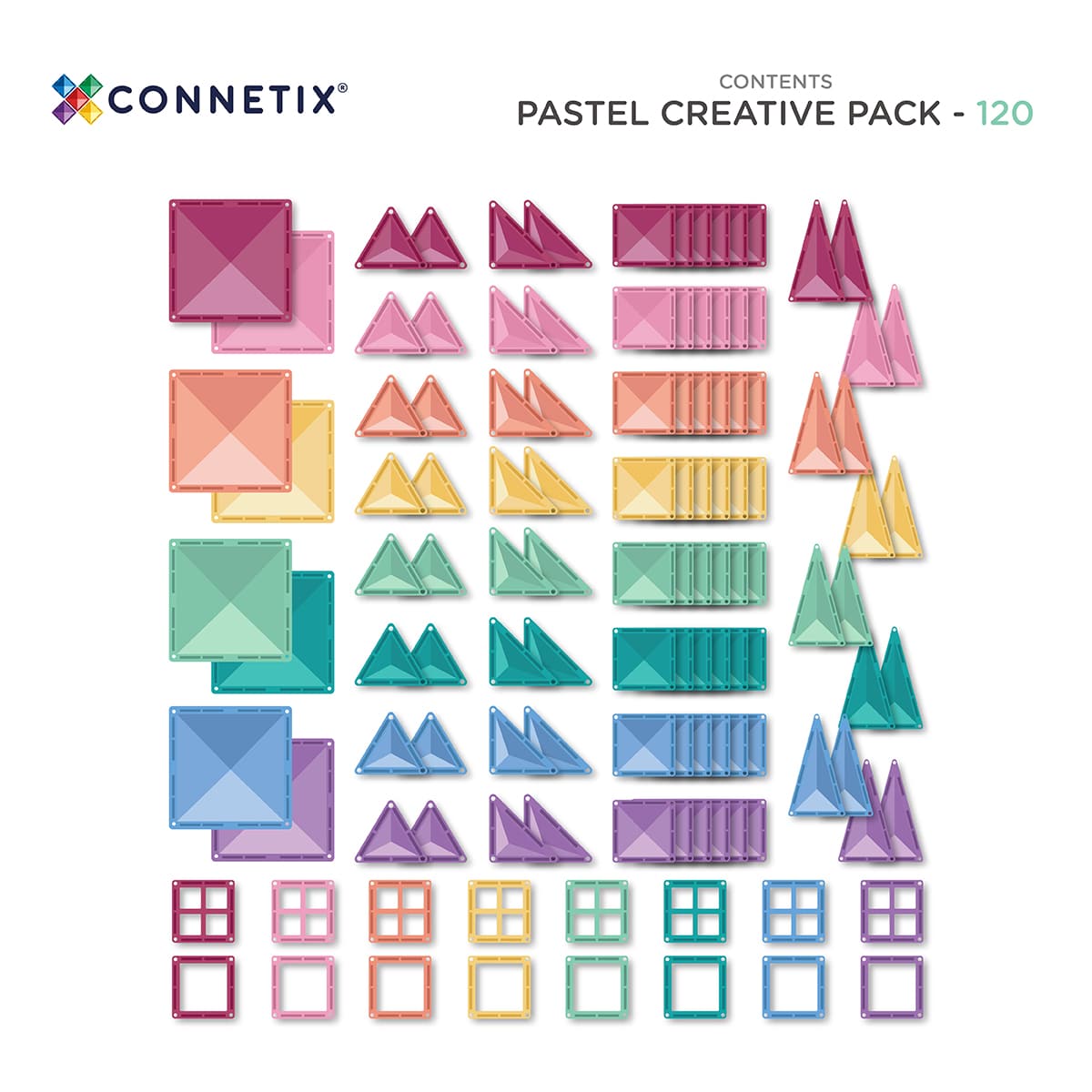Connetix 120 daliu magnetinis konstruktorius - Pastel creative pack Lavinamieji Zaislai in box