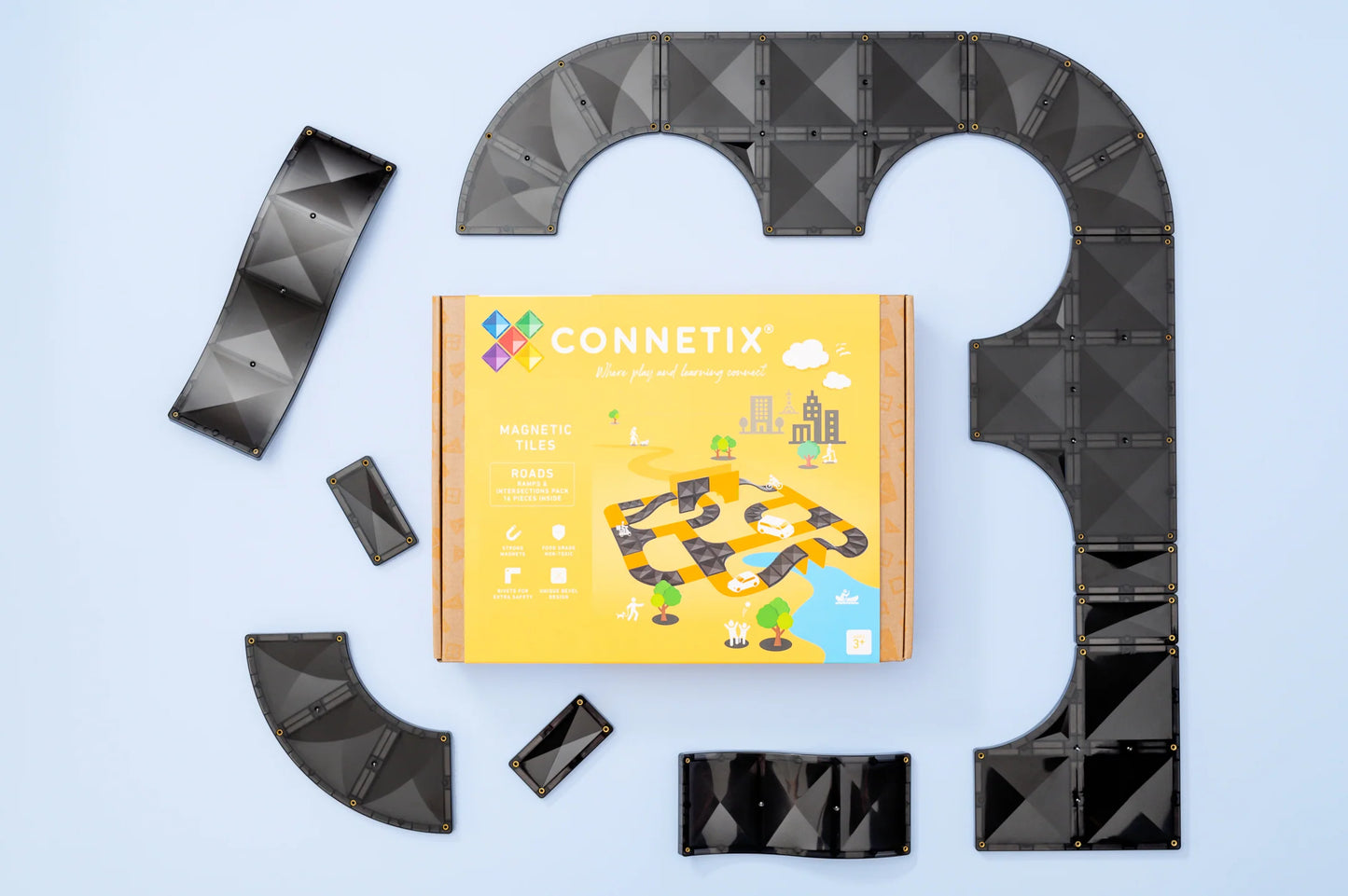 Connetix 16 daliu magnetinis konstruktorius - Ramps & Intersections Lavinamieji Zaislai with all parts