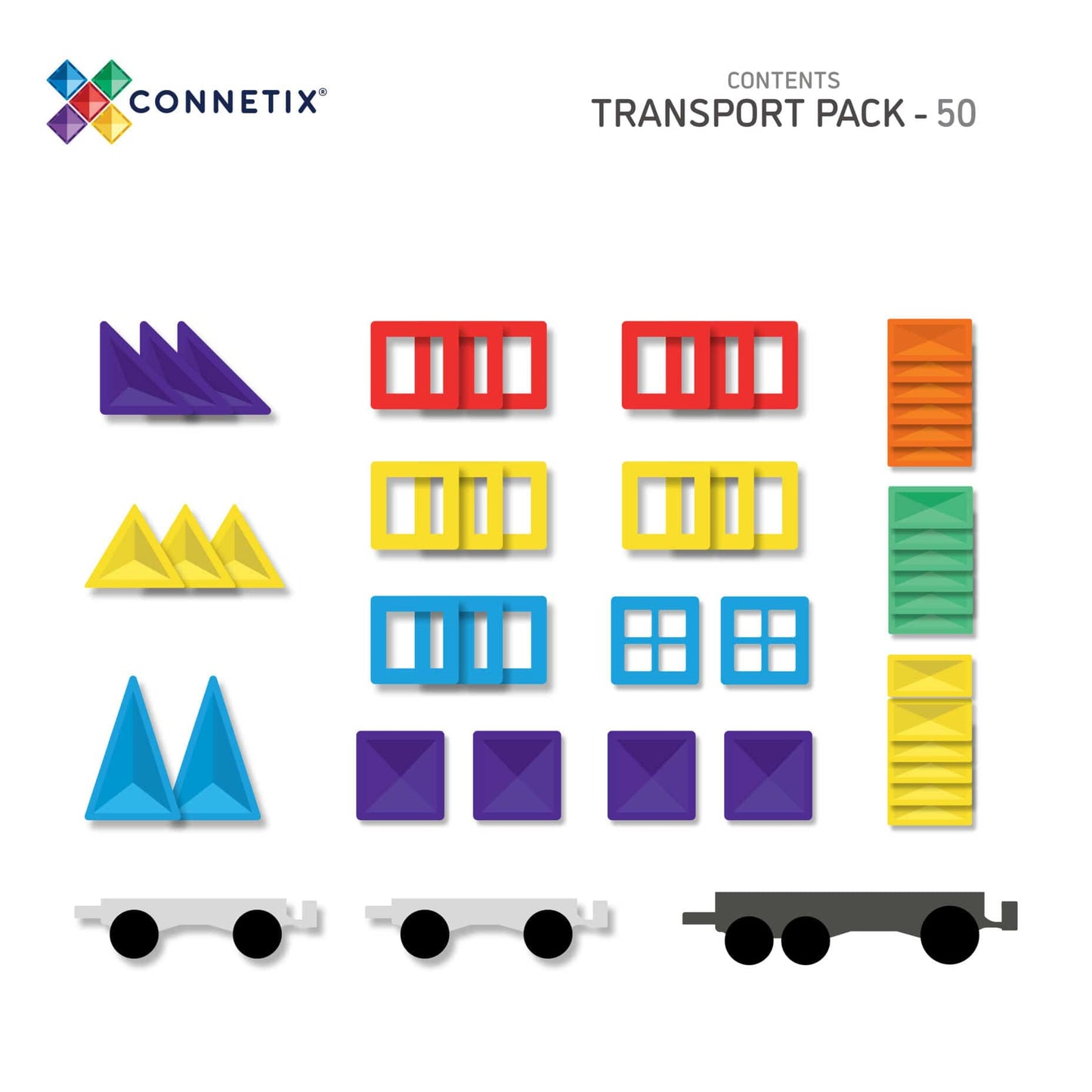 Connetix 50 daliu magnetinis konstruktorius - Transport pack Lavinamieji Zaislai full set