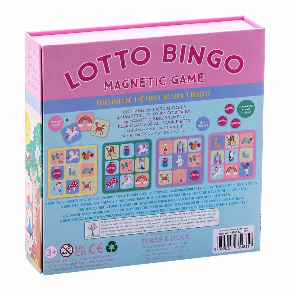 Floss&Rock Vaivorykstes feja Magnetinis zaidimas bingo loto edukaciniai zaislai lavinamieji zaislai packing back side