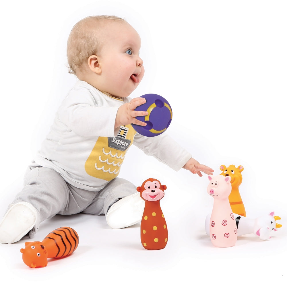 LUDI Gyvunai boulingo rinkinys zaislas smulkiajai motorikai lavinti kid playing