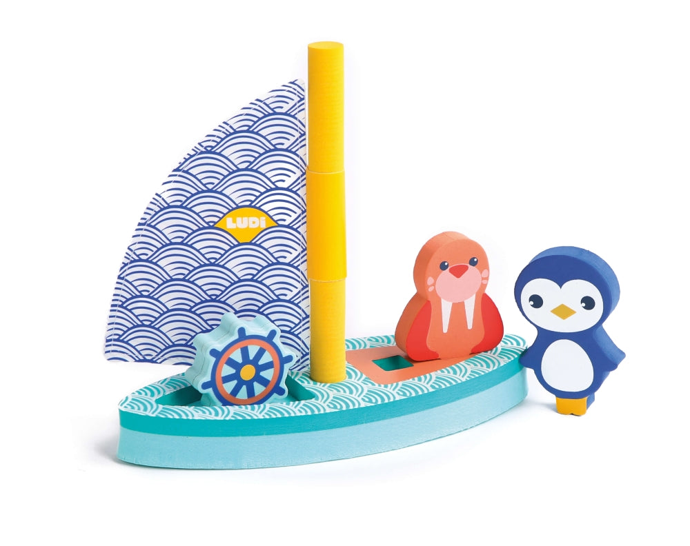 LUDI Laivelis su Juru liutu ir pingvinu vonios zaislas vandens zaislai vonios zaislai full set