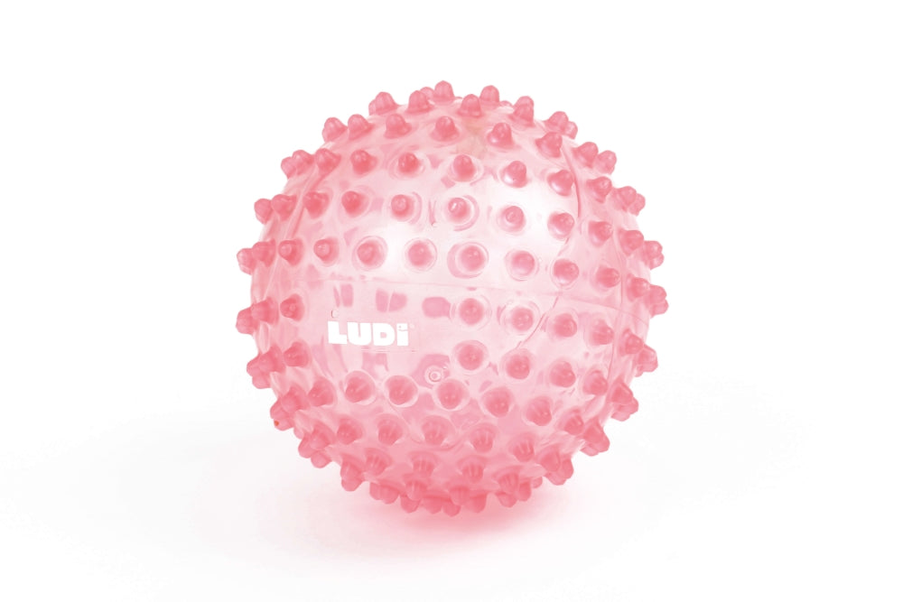 LUDI Rausvas Sensorinis kamuolys mankstai ir lavinimui 20 cm kamuolys masazui