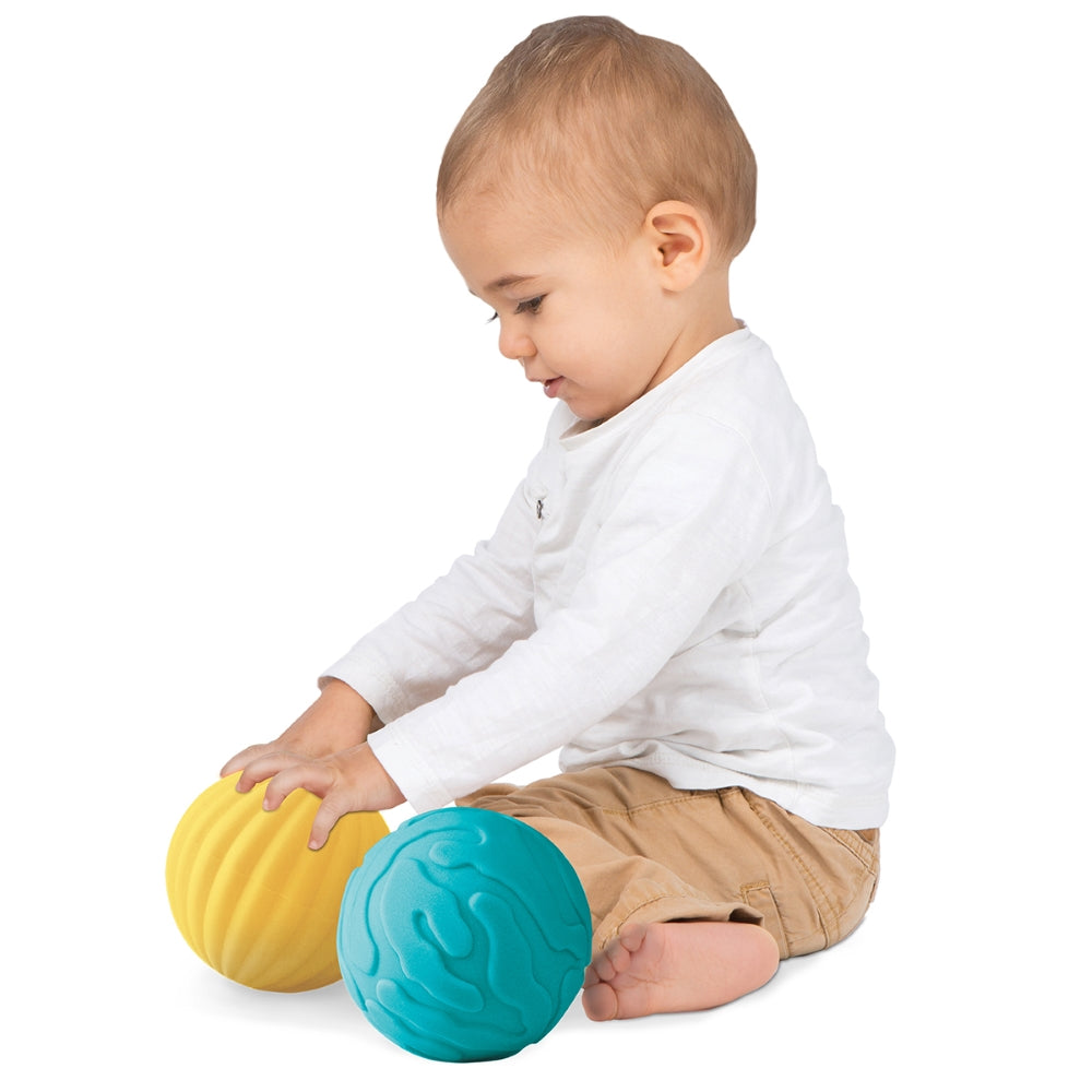 LUDI Sensoriniai kamuoliukai Melyni ir geltonas 3 vnt kid playing sensoriniai kamuoliai