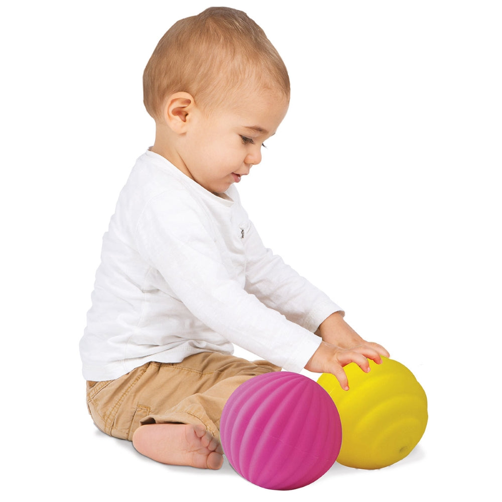 LUDI Sensoriniai kamuoliukai Roziniai ir geltonas 3 vnt kid playing