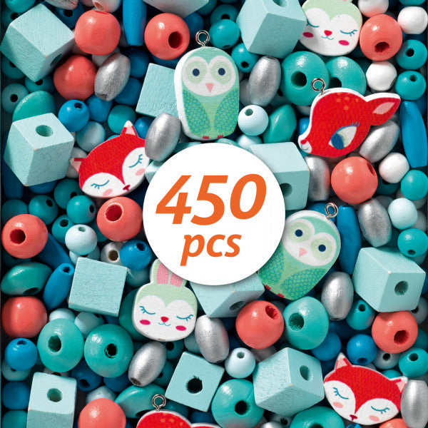 Mediniai Karoliukai Djeco Mazi Gyvuneliai Rankdarbiai vaikams 450 pcs