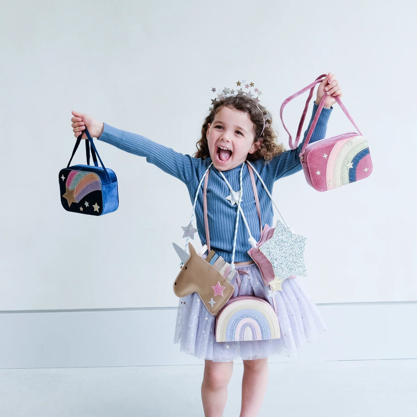 Mimi & Lula rankinukas mergaitei zvaigzde stilingi aksesuarai mergaitems multiple handbags