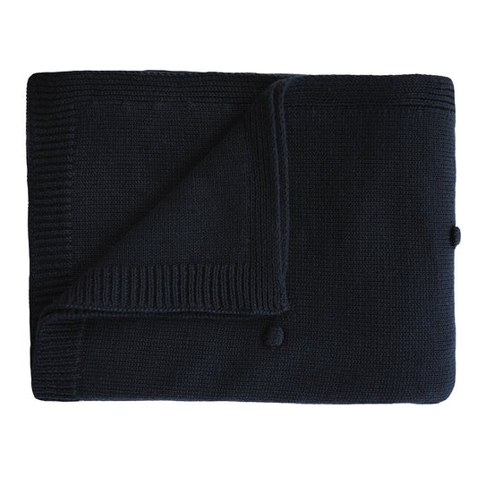 Mushie megztas pledukas kudikiui Textured Dots Dark Navy