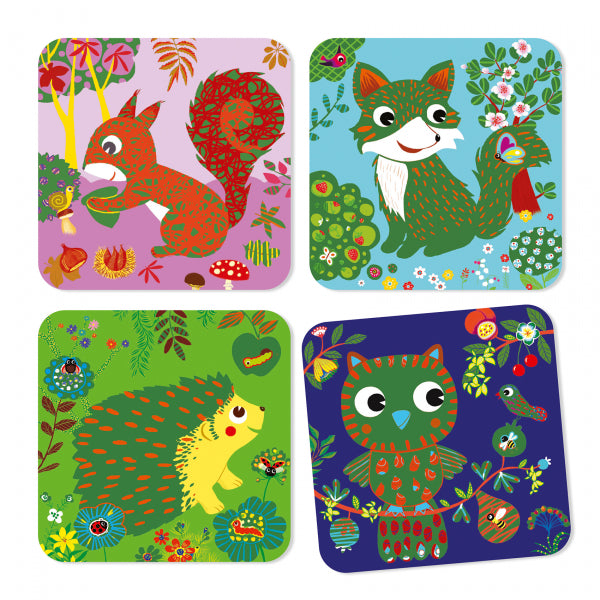 Nutrinamos korteles Djeco Laukiniai Gyvunai Uzduotys vaikams kids crafts