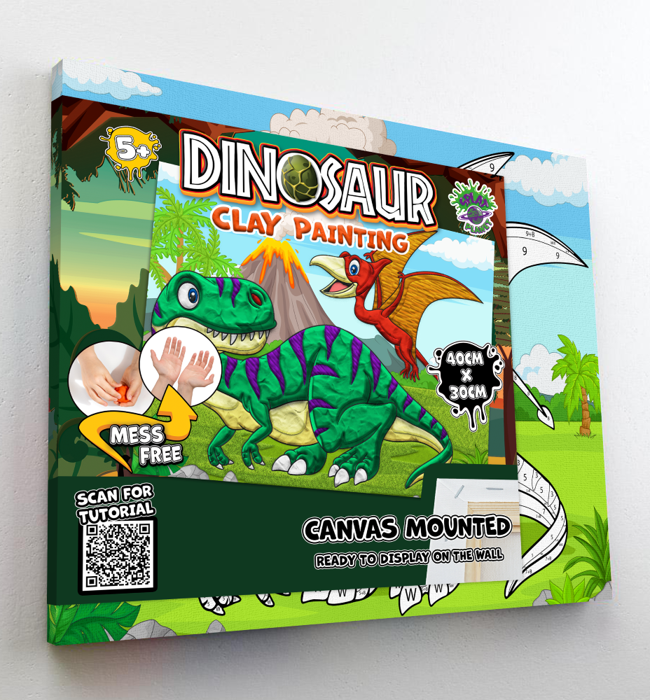 Splat Planet paveikslas iš modelino, Dinozaurai 30x40cm