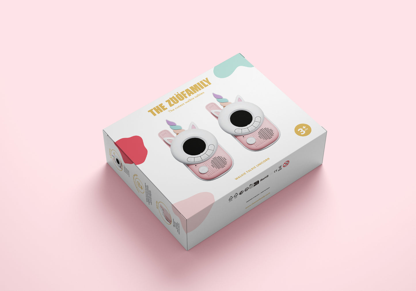 zoofamily walkie talkie unicorn racijos vaikams packing