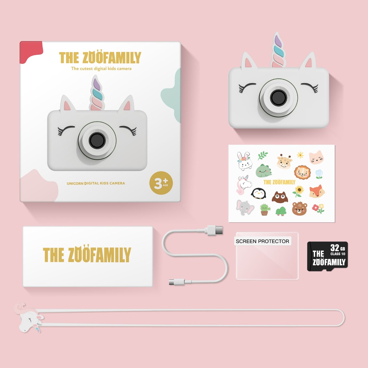 zoofamily zoo friends unicorn vaikiskas fotoaparatas full pack