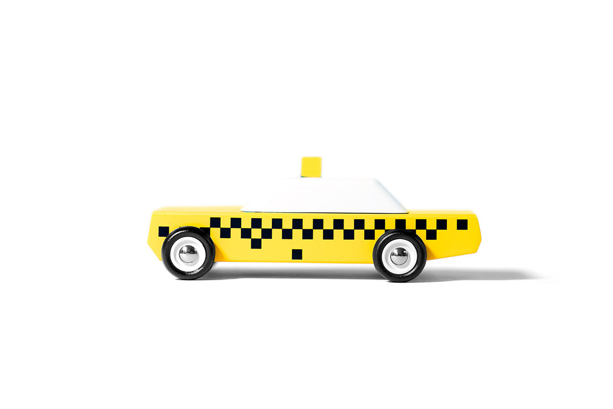 CandyLab Mini Taxi automobilis mediniai zaisai side picture