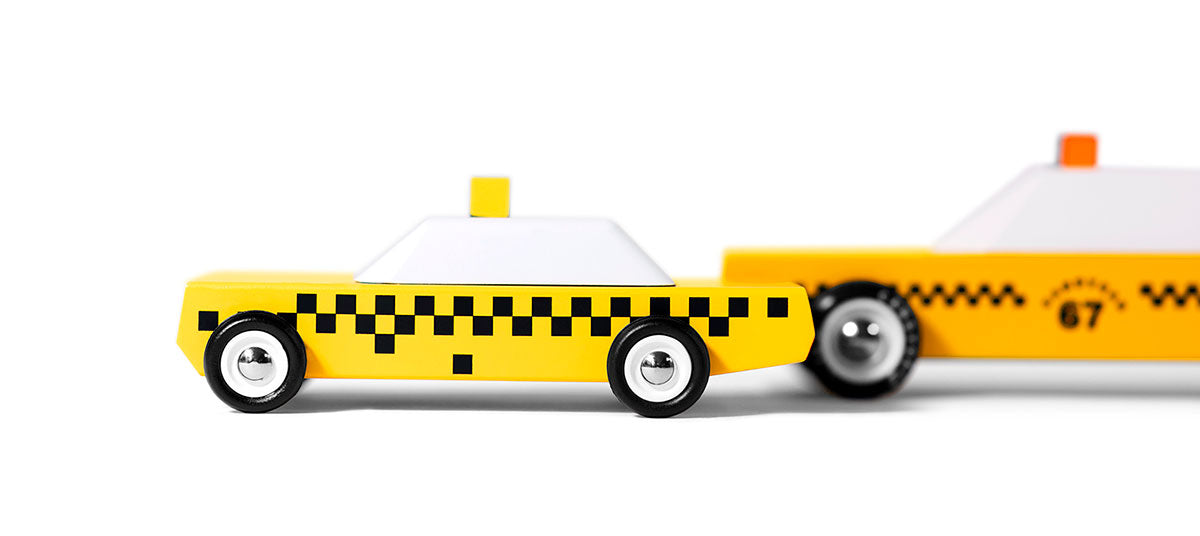 CandyLab Mini Taxi automobilis mediniai zaisai side picture interaktyvs zaislai