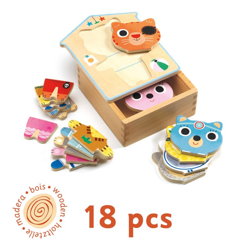 Medines deliones Djeco Kaciukai Montessori zaislai set