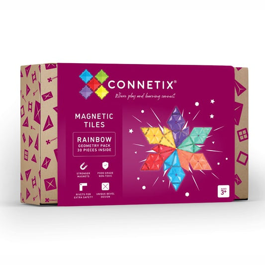 Connetix 30 daliu magnetinis konstruktorius - Rainbow Geometry pack Lavinamieji Zaislai