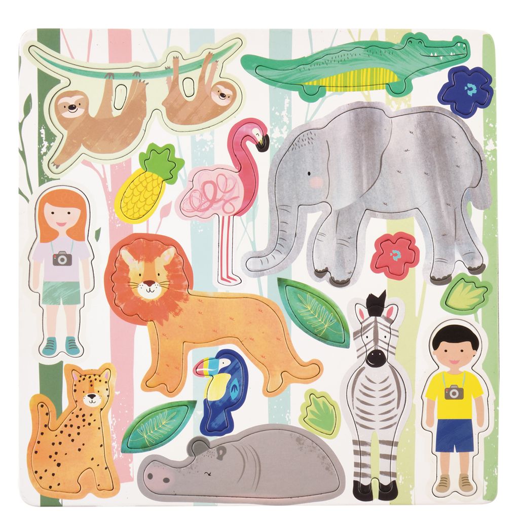 Floss&Rock Dziungles  Magnetinis zaidimas 4 in 1 edukaciniai zaislai lavinamieji zaislai animal figures