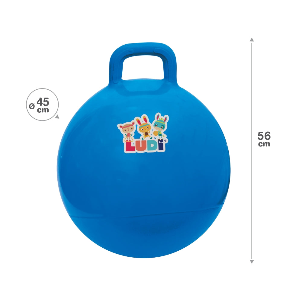 LUDI Melynas sokinejimo kamuolys sokliukas 45 cm meassurement