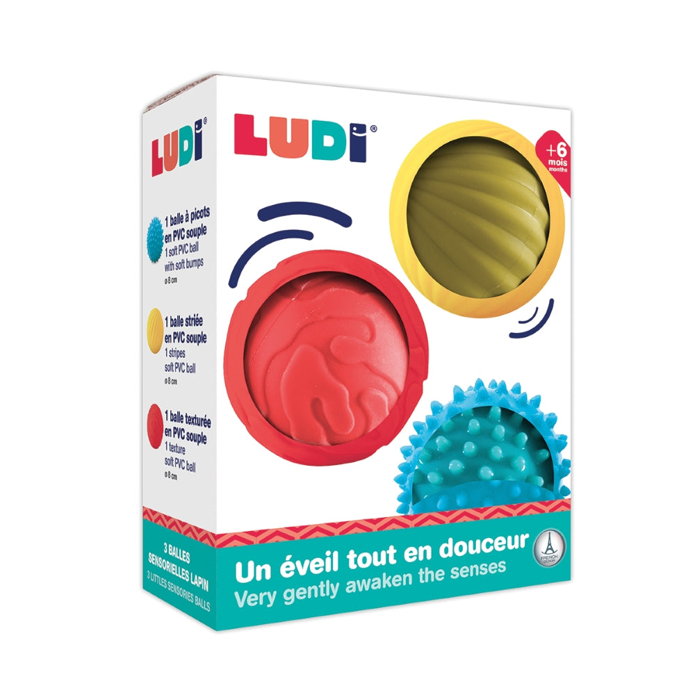 LUDI Sensoriniai kamuoliukai 3 vnt packed sensoriniai zaislai kudikiu prekes