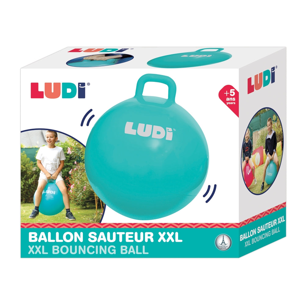 LUDI sokliukas vaikams 55 cm – melynas pripuciamas sokinejimo kamuolys packed