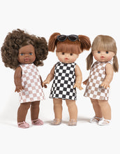 Įkelti vaizdą į galerijos rodinį, Minikane leles suknele X Delage languota juoda balta rubai lelems aksesuarai lelems with dolls
