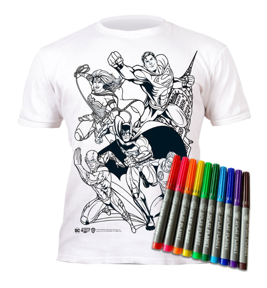 Splat Planet marskineliai su flomasteriais Justice League