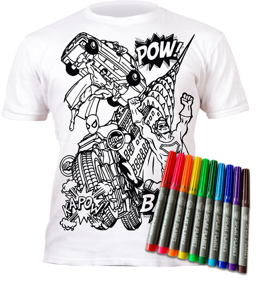 Splat Planet marskineliai su flomasteriais Super herojai