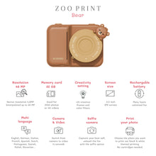 Įkelti vaizdą į galerijos rodinį, zoofamily zoo print bear momentinis vaikiskas fotoaparatas specs
