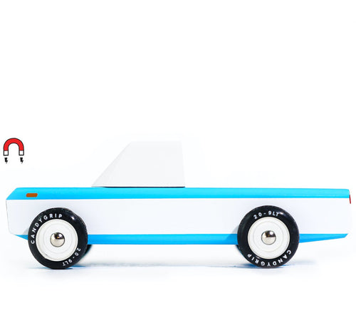 CandyLab melynas medinis automobilis pikapas mediniai zaisai