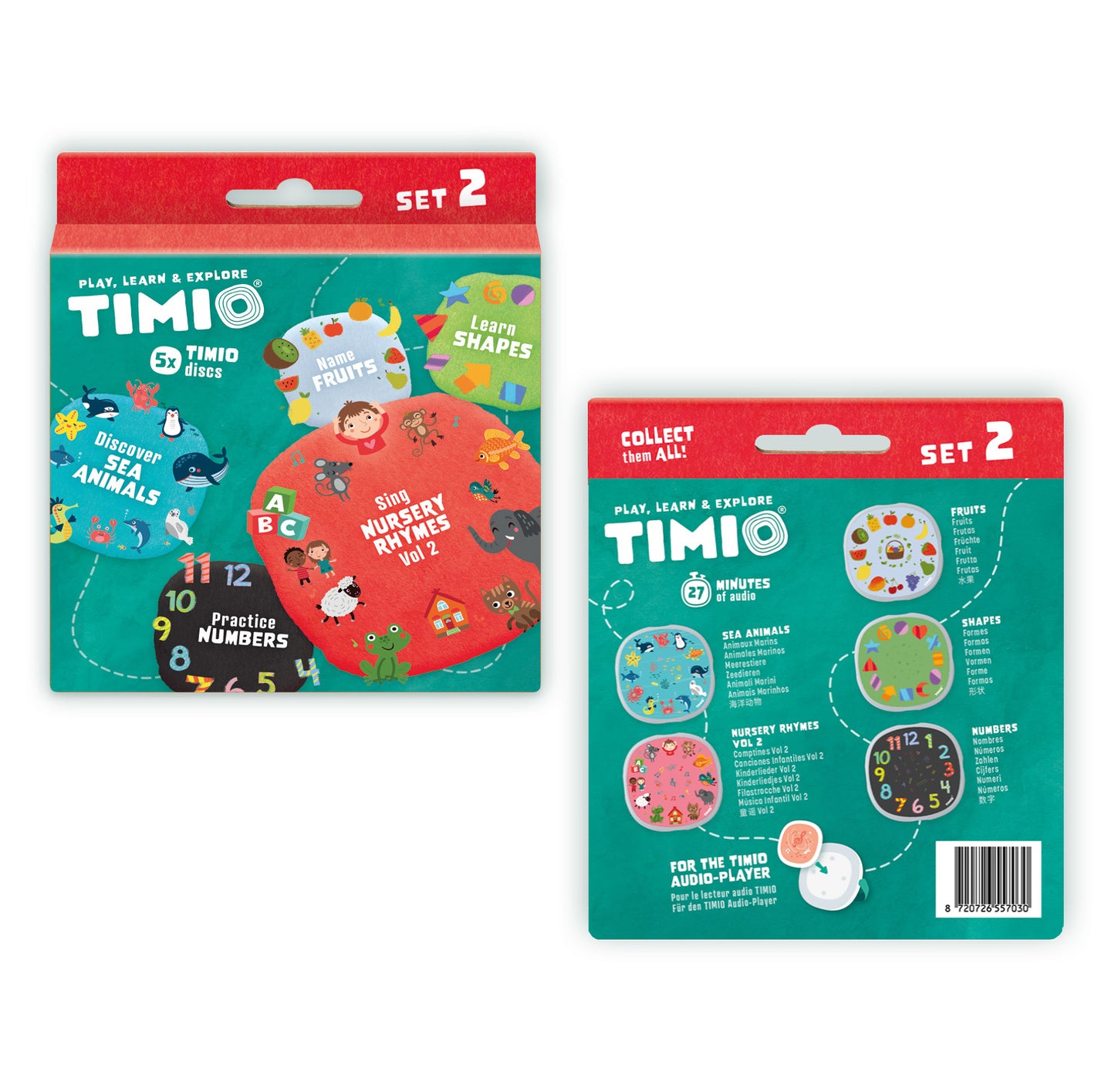 TIMIO muzikos grotuvo vaikams disku rinkinys 2 edukaciniai interaktyvus zaislai lavinamieji zaislai packing both sides picture