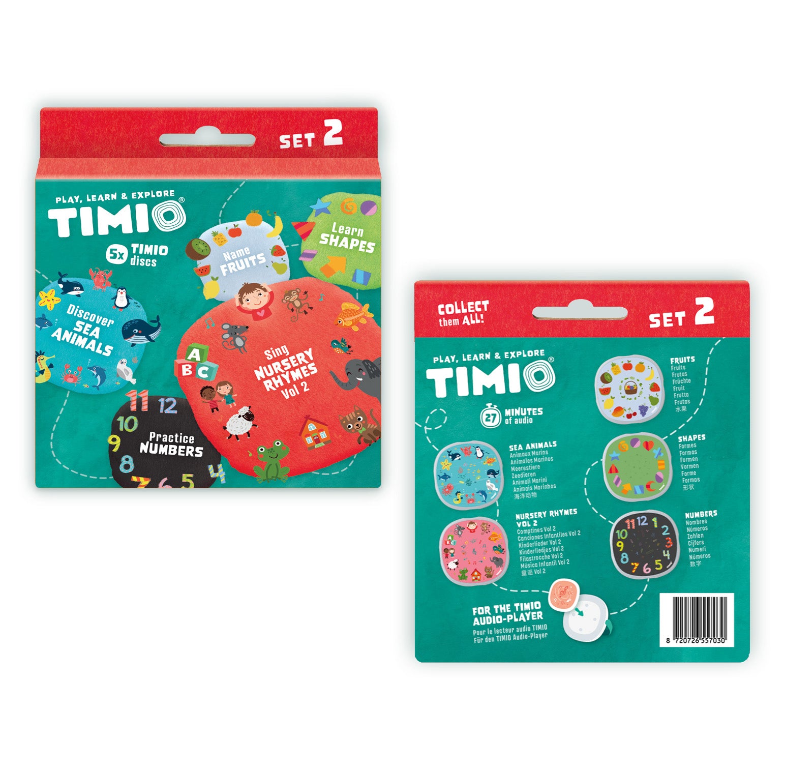 TIMIO muzikos grotuvo vaikams disku rinkinys 2 edukaciniai interaktyvus zaislai lavinamieji zaislai packing both sides picture